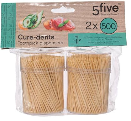 5 five simply smart 5five - 2 scatole da 500 stuzzicadenti di bambù