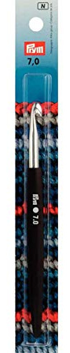Prym 195360 Woll-Häkelnadel Soft-Griff, Aluminium, 16 cm, 7,00 mm, Silberfarbig