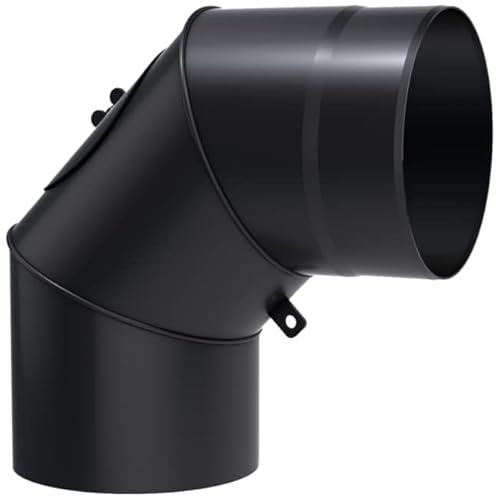 KRATKI Insert de cheminée Tuyau coudé mobile fi 180 mm Réglable à 90 degrés pour le raccordement aux conduits de fumée existants 3 sections avec nettoyage Couleur noire