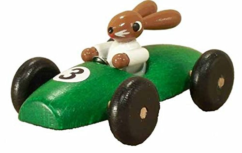 Rudolphs Schatzkiste Osterdekoration Hasenrennauto grün BxH 8 x 3 cm NEU Osterdeko Osterhasenfigur Ostern Korb Osterei Frühling Erzgebirge Seiffen Hase Blumen