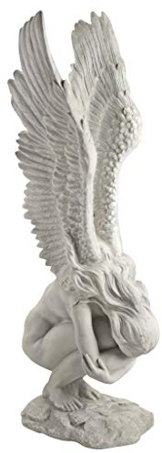 Design Toscano NG33660 Remembrance and Redemption Angel Statue, Polyresin, Antique Stone, Ivory, Large, 77.5 cm