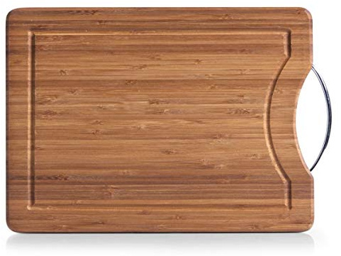 Zeller 25238 Schneidebrett mit Chromgriff 40 x 28 x 1.5 cm, Bamboo