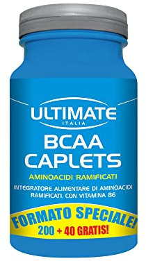 Ultimate Italia - BCAA 2:1:1-240 compresse - aminoacidi ramificati (BCAA) in rapporto 2.1.1 - con vitamina B6 per una maggiore assimilazione, senza lattosio