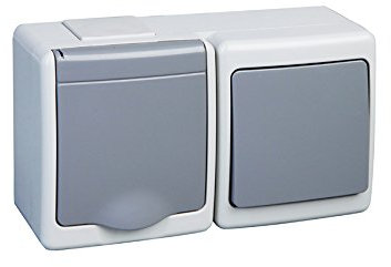 PAWBOL 1-Fach Aufputzsteckdose mit Schalter IP44 16A/250V Schuko Aufputz Feuchtraum Steckdose GR