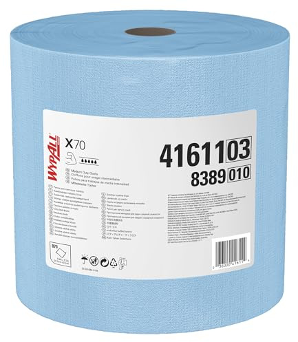 WypAll X70 Tücher 8389 – 1 Rolle mit 870 Tüchern, 1-lagig, blau