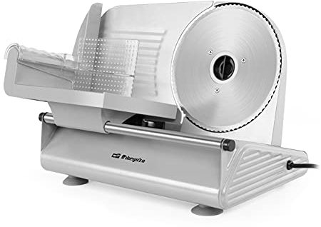 Orbegozo MS 4570 Cortafiambres eléctrico con cuchilla de acero inoxidable, Ajuste de grosor de corte y deslizador de seguridad extraíble, 150 W