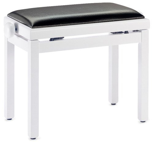 Stagg 21268 hohenverstellbare Klavierbank (49-59 cm, Sitzfläche gepolstert, Kunstleder 55x32 cm) weiß/matt