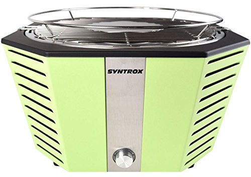 Syntrox Germany Barbecue au charbon de bois de table sans fumée et à combustion rapide, avec housse verte