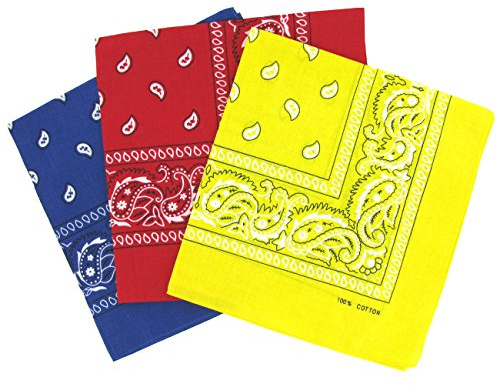 Set mit 3 Bandanas, Paisley, für Damen und Herren, 57 x 57 cm