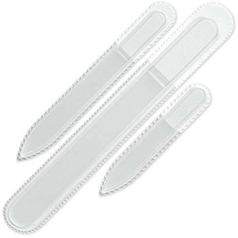Mont Bleu Premium Set bestehend aus 3 Glasnagelfeilen, echtes gehärtetes Glas aus Tschechien - geschenke für frauen - Professionelle Glasnagelfeile für Naturnägel - Nagelfeile - frauen geschenk