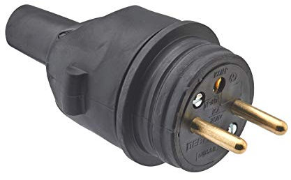 DEBFLEX - Fiche Mâle Electrique Etanche - Fiche Electrique 2P+T 16A - Remplacement ou Création Branchement sur Câble - En Caoutchouc - Noire - 97 x 49x 37 mm