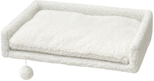 nanook Liegeplatz Top für Katzen-Kratzbaum mit Kissen groß XXL 60x40 cm - weiß Teddyfell