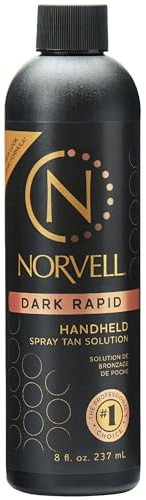 Norvell Premium Spray Tan Solution Dark Rapid 8 Fl. Oz – Professional Sunless Tanning Formula for Fast Natural Bronze Glow, Streak Free, Long Lasting Color