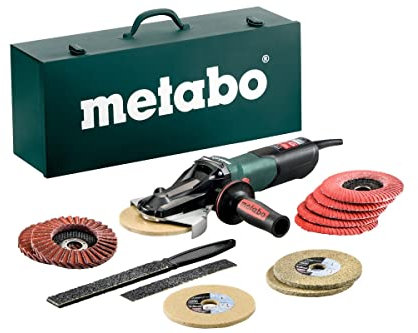 Metabo Flachkopf-Winkelschleifer WEVF 10-125 Quick Inox Set (613080500) Stahlblech-Tragkasten, 1000 Watt, Scheiben-Ø: 125 mm, Leerlaufdrehzahl: 2000 - 7600 /min