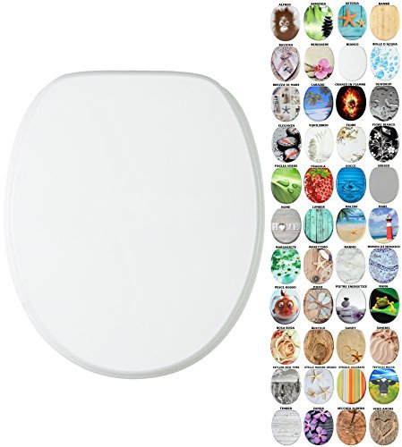 Sanilo Sedile WC con chiusura ammortizzata, grande scelta di belli coprwater da legno robusto e di alta qualità (Bianco)