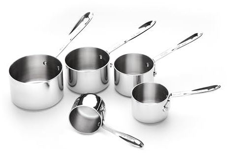 All-Clad Kitchen Accessories Stainless Steel Measuring Cup Set 5 Piece Cookware, Pots and Pans, Dishwasher Safe Silver