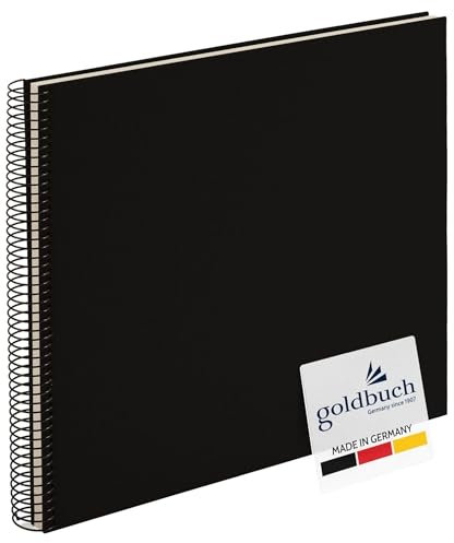 goldbuch 25 377 Spiralalbum Bella Vista, Foto Album 35 x 30 x 1,5 cm - Spirale ⌀ 2,8 cm, Fotoalbum mit 40 weißen Seiten, Erinnerungsalbum, Leinen, Fotobuch für Bilder und Fotos zum Einkleben, Schwarz