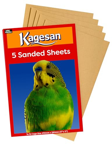Kagesan Fogli di Sabbia per Gabbie per Uccelli, Grandi (43 x 28 cm), Confezione da 60