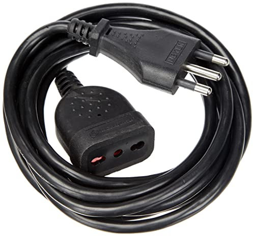 Electraline 46121 Prolunga 3 mt Spina e Presa bivalente 10/16A, Nero-Sezione Cavo 3G1 mm