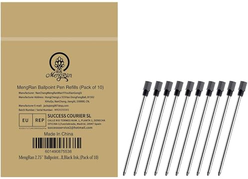 MengRan 7cm Mini D1 Cartouches pour Stylos à Vis,lot de 10,Encre noir