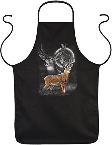 Geile-Fun-T-Shirts Grillschürze für Männer - Hirsch im Vollmond - Jäger Grill Koch Küchenschürze Schürze Männer Geschenke geil bedruckt