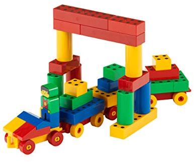 Theo Klein 658 Manetico Méga-Set | 98 briques aimantées de forme et couleurs différentes | 12 fiches-modèles | Jouet pour enfants à partir d'un an