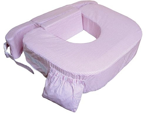 0026 - My Brest Friend & baby wild - amerikanisches Zwillings-Stillkissen, Design: rosa weiss gestreift