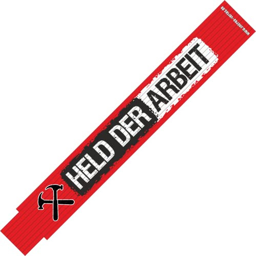 2 Meter Zollstock mit Spruch - Held der Arbeit - als Geschenk für Handwerker | DDR Geschenk - Metermaß Gliedermaßstab 2m Holz Werkzeug DDR Geschenke | Ost Nostalgiker