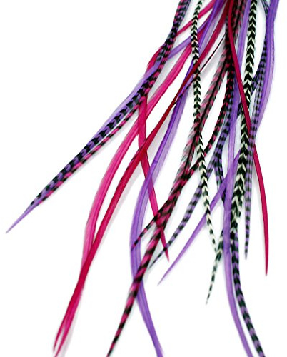 Extensiones de pelo de plumas reales + anillos/lazo - Queen (5 Plumas)