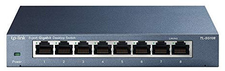 TP-Link TL-SG108 Switch 8 Porte Gigabit, 10/100/1000 Mbps, Plug & Play, 802.1p/DSCP QoS, IGMP Snooping, Involucro in Metallo Resistente, Tecnologia Green Ethernet, IEEE 802.3x (Ricondizionato)