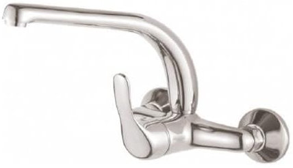 DP GRIFERIA - GPA001 Grifo Monomando de Pared Alto Tubo Manzanilla (11 cm), Plateado, Cartucho de discos cerámicos 40mm S/F