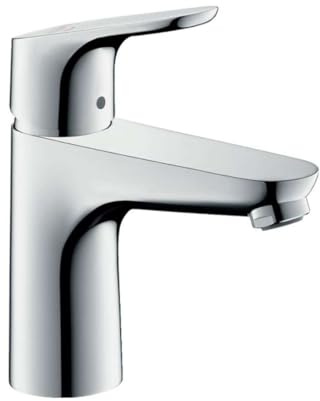 Hansgrohe Waschtischarmatur Focus 100, 31621000, Einhebel-Waschtischmischer mit CoolStart, Zugstangen-Ablaufgarnitur, Keramikmischsystem, Temperaturbegrenzung, Chrom, 09613 3
