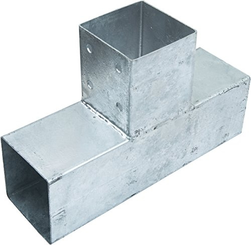 Connex Pfostenverbinder einfach - 305 x 200 mm 90° - chromfarbig - feuerverzinkt - 3 Hülsen - 1 Stück / Pfostenecke / Holzverbinder / Balkenverbinder / HV4243 | 305 x 200 mm 90° – 3 Hülsen – Pfostenecke – Holzverbinder – Balkenverbinder – für Holz – mehrteiliges Set