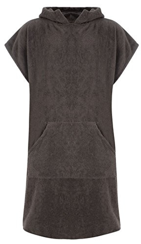 Adore Erwachsene 100% Baumwolle Bademantel Poncho mit Tasche Herren & Damen Frottiermantel Umkleidemantel Handtuch Schwimmen Surfen - L/XL, Schiefer (mit Taschen)