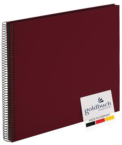 goldbuch 25 994 Spiralalbum Bella Vista, Foto Album 35 x 30 x 1,5 cm - Spirale ⌀ 2,8 cm, Fotoalbum mit 40 schwarzen Seiten, vorderes Cover aus Leinen, Fotobuch für Bilder zum Einkleben, Bordeaux