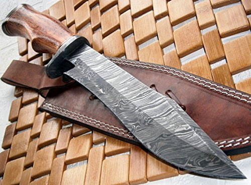 Poshland REG-215 - Handmade Damascus Steel 14.00 Inches Bowie Knife - Exotic Wood Handle