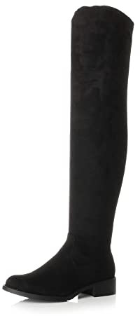 WOMENS LADIES LOW HEEL THIGH HIGH OVER THE KNEE STRETCH RIDING BOOTS SIZE 37 EU