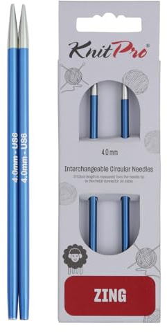 KnitPro Zing utbytbara cirkulära nålar 10 cm (4 tum) | 4,00 mm
