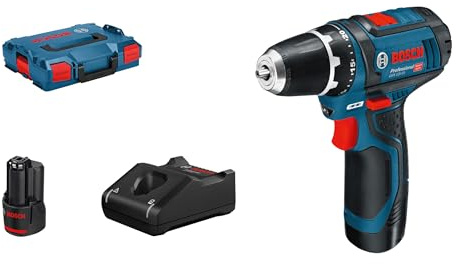 Bosch Professional 12V System Akku Bohrschrauber GSR 12V-15 (inkl. Schnellladegerät GAL 12V-40, 2x Einlage, 2x Akku GBA 12V 2.0Ah, L-BOXX)