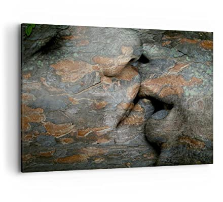 ARTTOR Bilder auf Leinwand 120x80cm Wandbild Menschen - 2279 | Frau Mann Kuss Groß XXL Wanddekoration Wohnzimmer Schlafzimmer Küche Wanddeko Wand Kunstdruck Wandkunst Wall Decor ARTTOR