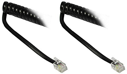 TPFNet 5er Pack Telefonhörerkabel (2X Stecker RJ10 / 4P4C) zum Anschluss eines Hörers an EIN kabelgebundenes Telefon geeignet, Schwarz, 2 Meter