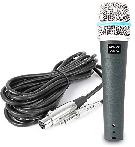 VONYX DM57A Handheld Dynamic Vocal Microphone - Wired, with Built-in Pop Shield, Cardioid Pickup Pattern, Durable, Includes 5m XLR to Jack Cable, Dynamic Microphone, Wired Microphone