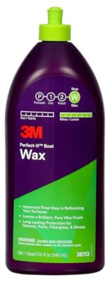 3M Perfect-It Boat Wax, 36113, 1 Quart, Contains Carnauba Wax, Protects against Weather and Oxidation, For Boats and RVs