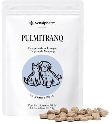 Sensipharm® Pulmitranq Katze & Kleintiere 250 mg - Atemwege & Lunge - 90 Tabl. | Freies Atmen bei Staub, Heu und trockener Luft, für Kaninchen, Meerschweinchen und Tiere bis 5 kg