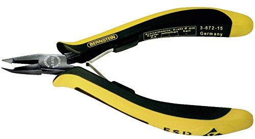 Bernstein Werkzeug Spitzenschneider Euroline, 130 mm, 200 abgewinkelt ohne Wate, ableitfähige zweifarbige Handschutzhüllen, 3-672-15