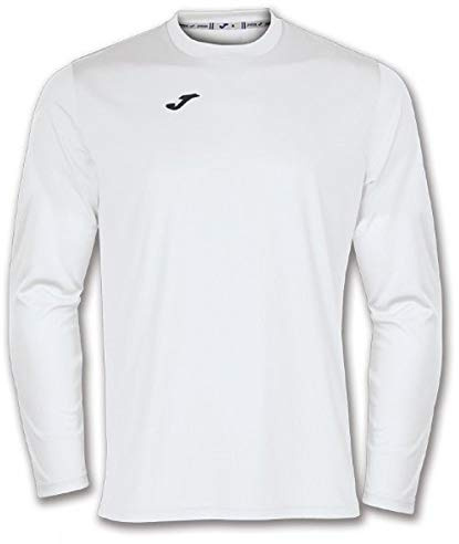 Joma - Camiseta Deportiva Manga Larga Hombre - Ligera y Transpirable Ideal para Todo Tipo de Deporte - Combi XS - Blanco