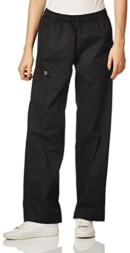 Wink WonderWORK Women's Pull-On Cargo Scrub Pant Petite Black