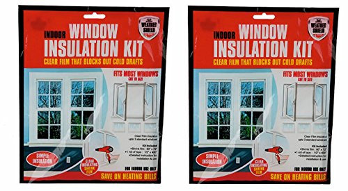 Weathershield Indoor Window Insulation Kit, Clear film that blocks out cold drafts, Fits most windows (2)