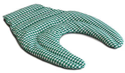 Cojín para el cuello con parte dorsale - verde y blanco - Saco térmico de semillas - Cojín caliente para la espalda - Almohada térmica - Semillas de grosellas