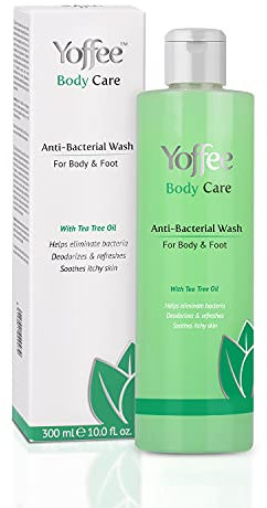 Yoffee Gel de Ducha Desinfectante - Jabon Antibacteriano con Aceite de Árbol del Té y Coco -Previene, Elimina y Evita Bacterias-Alivia Picores, Irritaciones e Inflamaciones